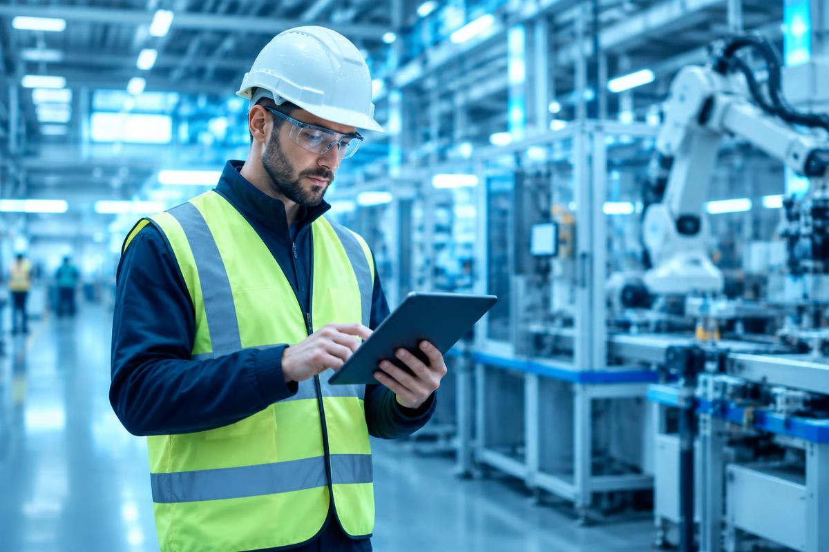 Visibilidad de línea de producción en planta industrial